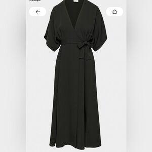 Babaton Black Midi Wrap Dress